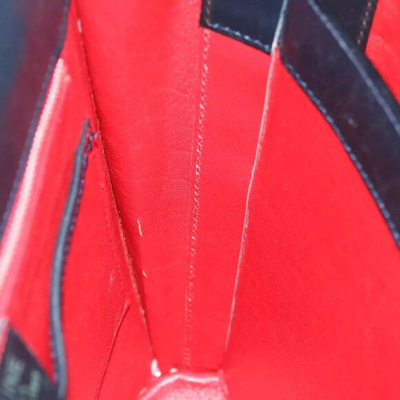 CELINE Shoulder Bag Leather Navy Authentic - Picture 13 of 16